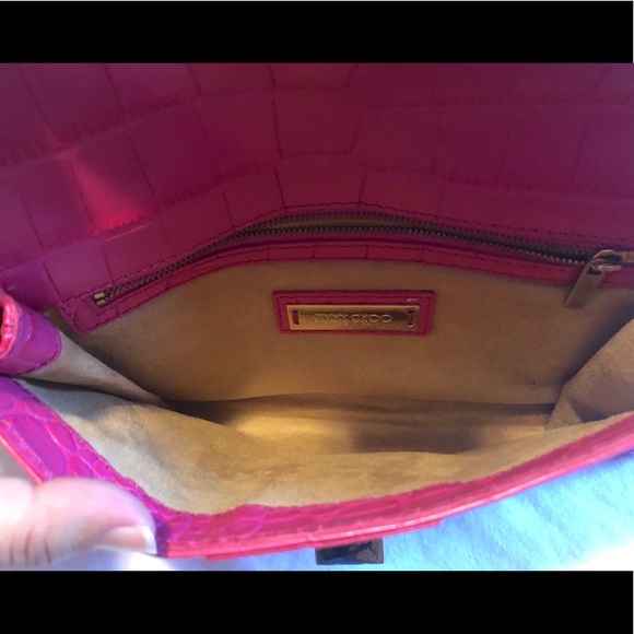 Jimmy Choo Fuchsia Mock Croc Clutch - Picture 6 of 8